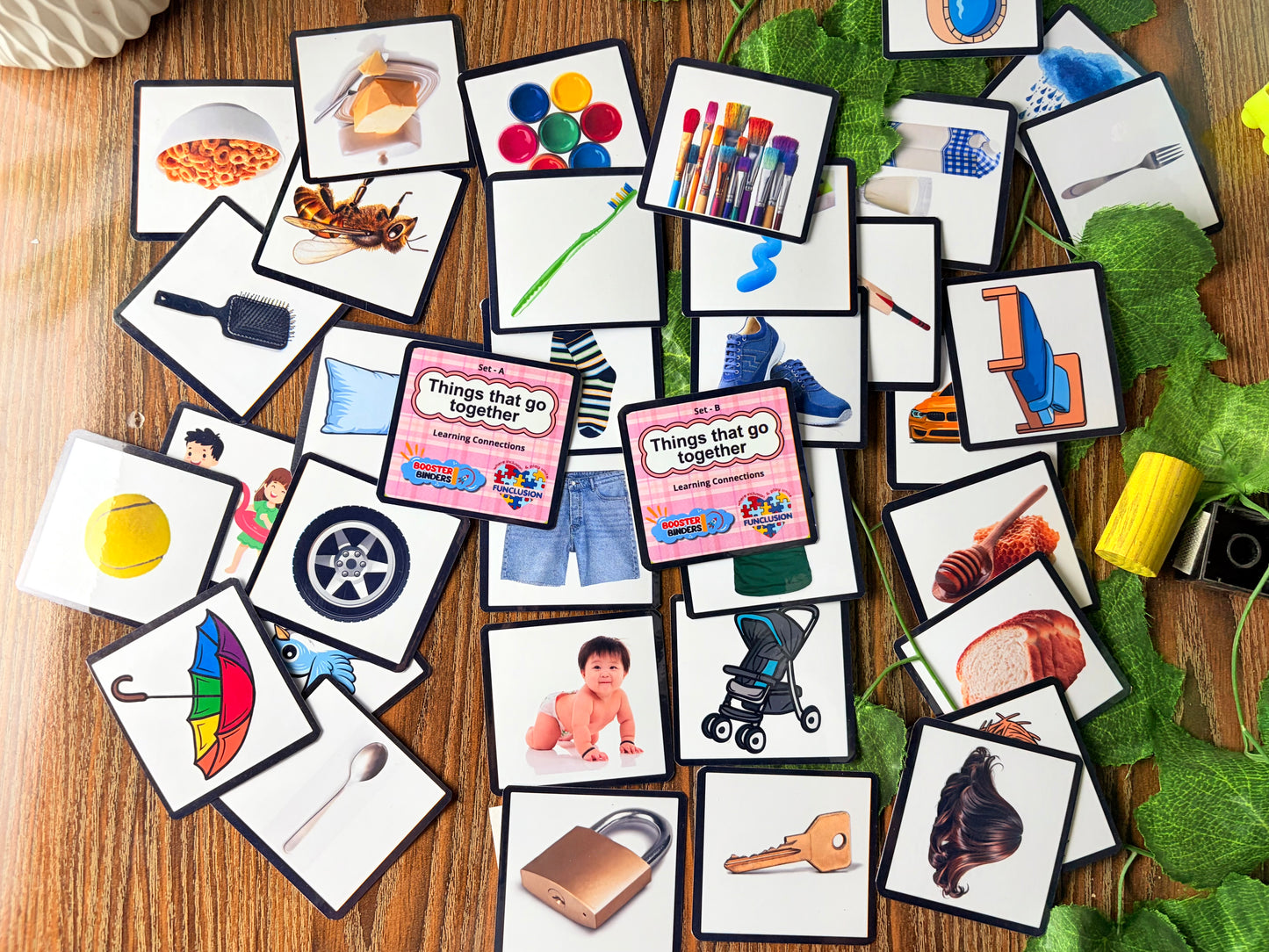 Things That Go Together Flashcards for Kids in Pakistan | Educational Learning Cards