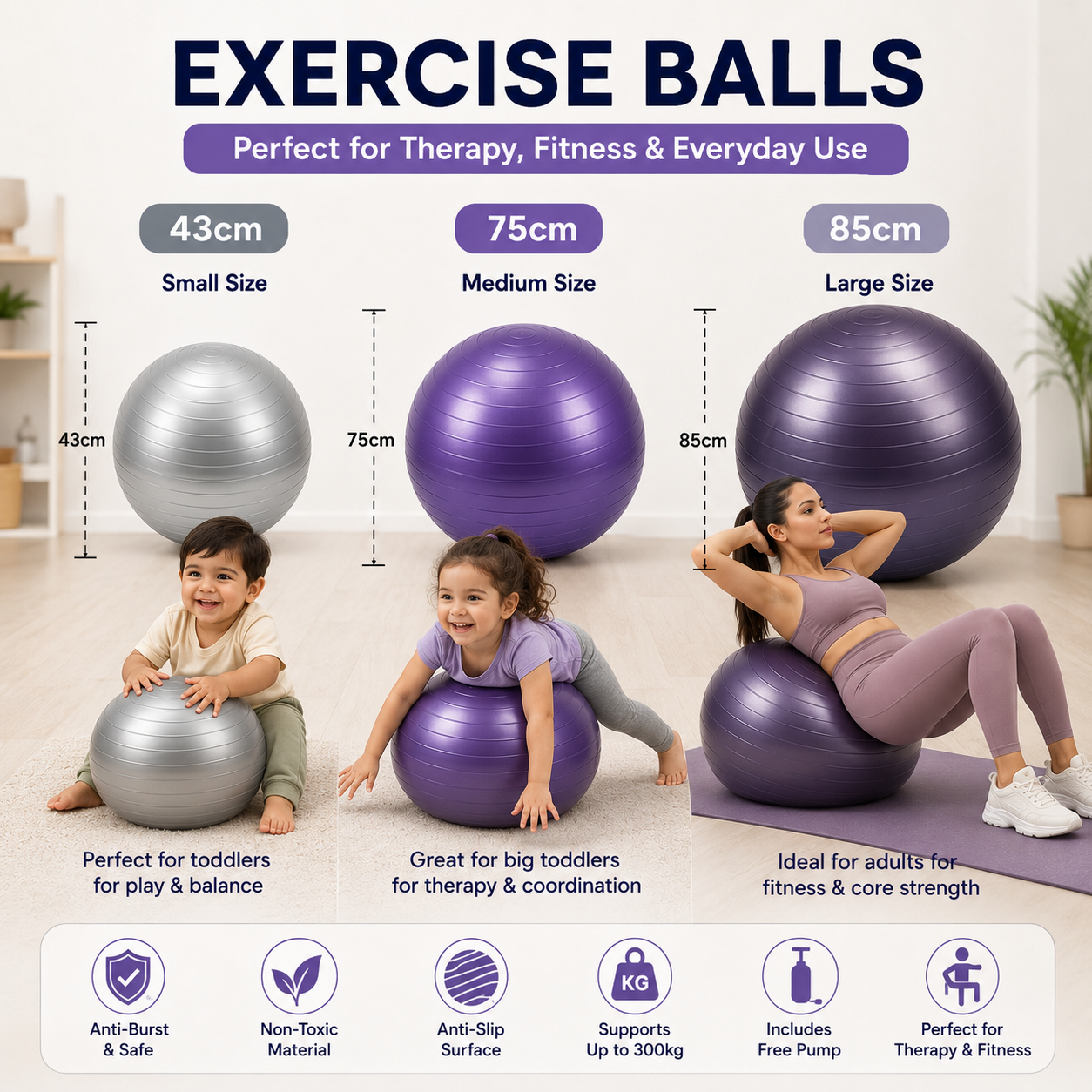 Gym Ball - Therapy Yoga Ball for Kids & Sensory Exercise | Pakistan